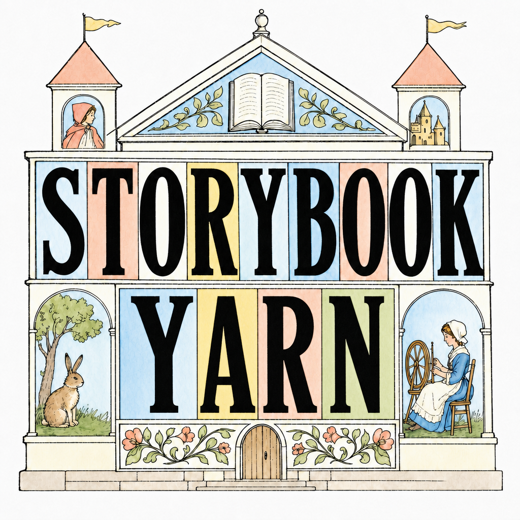 Storybook Yarn — illustrated pastel storybook-house mark